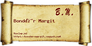 Bondár Margit névjegykártya